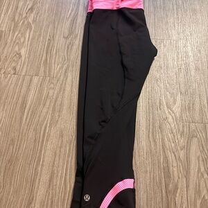 lululemon athletica Black Capris with Pink Waistband